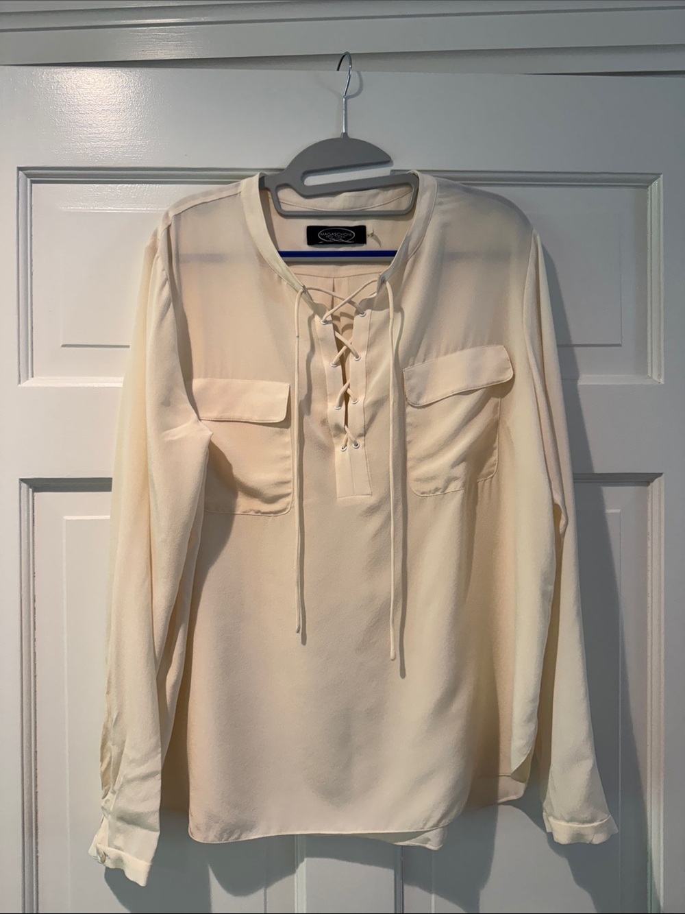 Magaschoni Cream Tie-Front Blouse